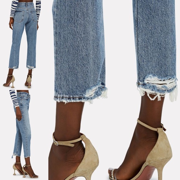Agolde Riley High Rise Straight Crop in Emulsion 25 High Rise Ankle Chewed Hem - Picture 5 of 17